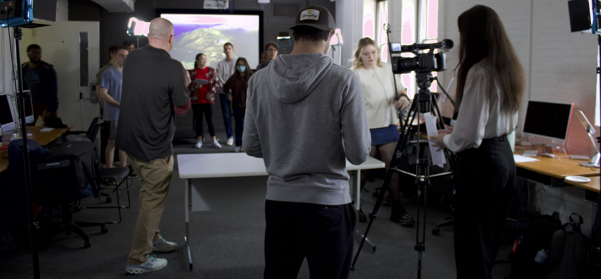 students in media lab